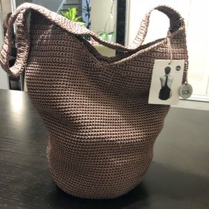 The SAK crochet hobo shoulder bag- Taupe color